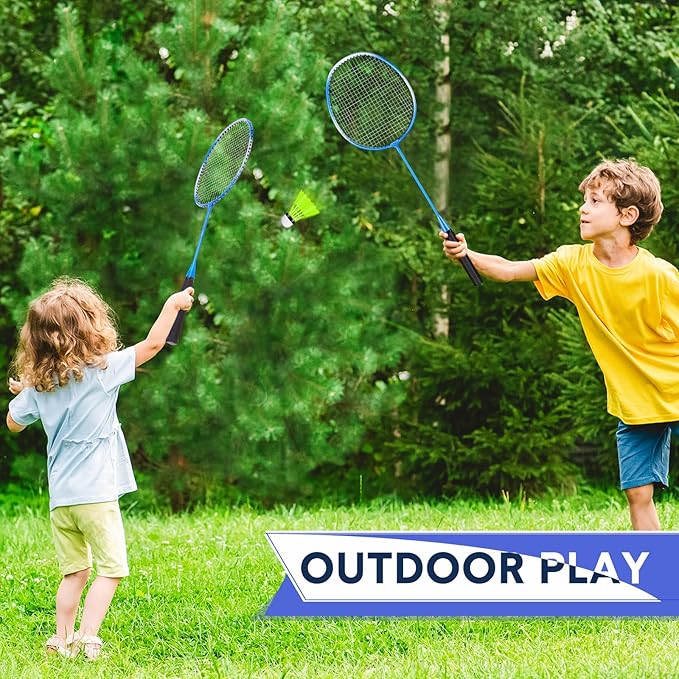12 Pack Badminton Rackets Set Including Badminton Racquets, Nylon Shuttlecocks and Carry Bag for Outdoor Backyard Games Beginners