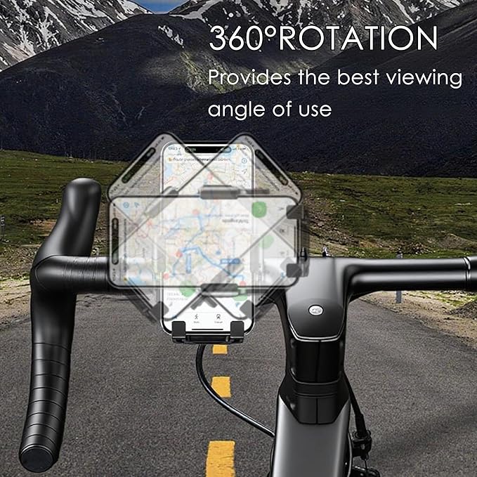 Bike Phone Holder 1 Pack, Mountain Motorcycle Phone Mount, 1s Lock & Quick Release Handlebar Cell Phone Cradle Clamp, Phone Clip for 4-6.9" Smartphones - Black (1)