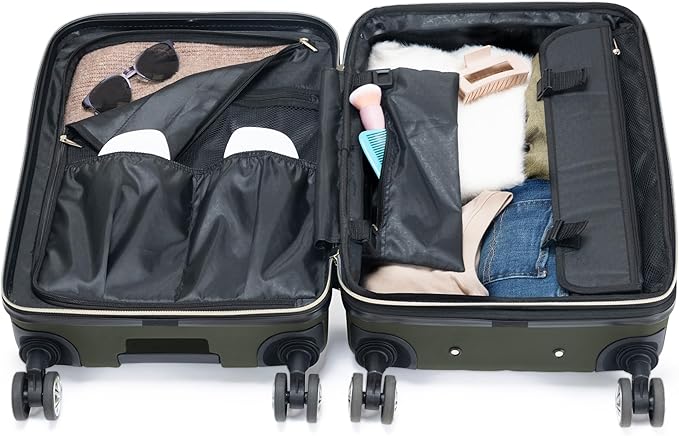 Kenneth Cole REACTION Madison Square Lightweight Hardside Chevron Expandable Spinner Luggage, Olive, 28-Inch Checked