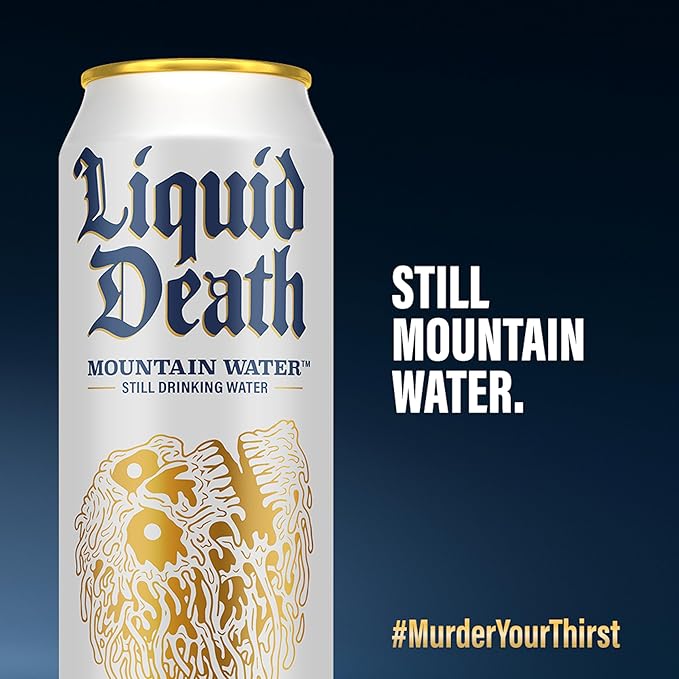 Liquid Death、スティルマウンテンウォーター、8缶パック（19.2液量オンス缶）、天然山の源水、無限にリサイクル可能な冷たい缶、アメリカ製