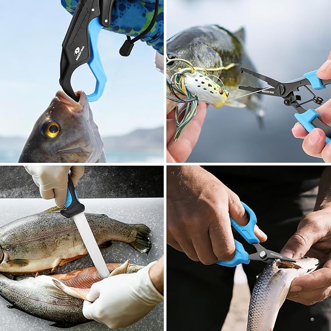 Mossy Oak Fishing Tools Kit- Fishing Plier, Fish Lip Gripper, Multifunctional Fishing Hook Remover with Lanyards Sheath, Saltwater Resistant Fishing Accessories & Equipment, Fishing Gifts for Men