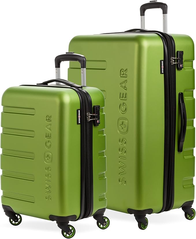 SwissGear 7366 シグネチャー ハードサイド 拡張可能ラゲッジ スピナーホイール、TSAロック、カップホルダー付き、グリーン、2ピースセット (19/27)