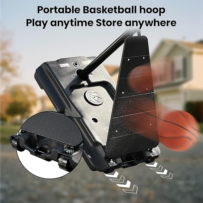 BACKYARD BLITZ Basketball Hoop, 44&48IN&54IN Backboard Portable Basketball Goal System, 10FT Hand-Crank Adjustable Basketball Hoops Outdoor