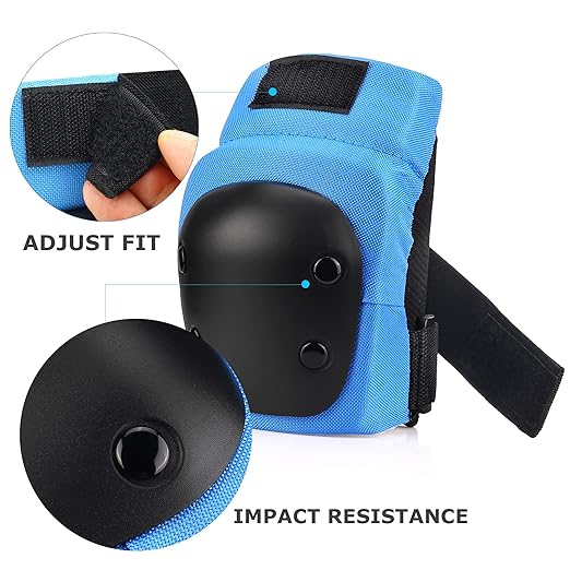 Adult Knee Pads Elbow Pads Wrist Guards for Adult Kids, 6 in 1 Protective Gear Set for Skateboarding Biking Roller Skating Cycling Outdoor Sports (Large)