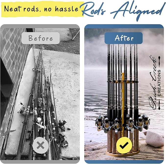 Rush Creek Creations | Rod Holder for 16 Fishing Poles, Garage Organization and Storage, for Reels, Gear, Accessories, Tackle Box