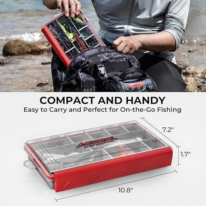 MadBite by KastKing 182/265/400pcs Compact Fishing Tackle Kit - All-in-One Freshwater Hooks, Weights, Bobbers in Tackle Box, Fishing Gear Set for Bass Trout Panfish
