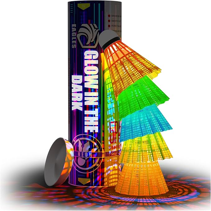 EAGLES LED Badminton Shuttlecocks - Lighting Birdies, Nylon Glow in The Dark Light Up Birdie Balls for Outdoor Baseball Practice 11 Pack or 5 Pack Plastic Birdies for Indoor Sports