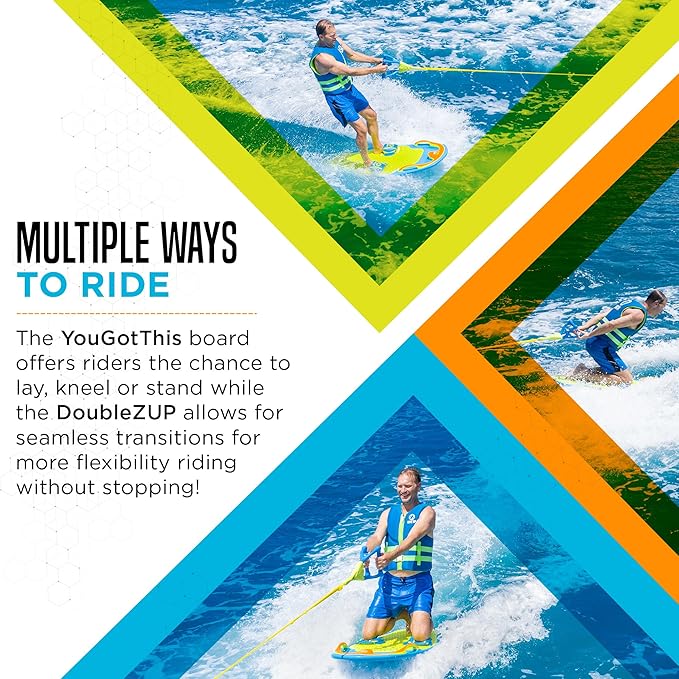 ZUP ユーガットディス 260 ボード&ハンドルコンボ EVAフォームパッド入り オールインワン ニーボード、ウェイクボード、ウェイクスケート、ウェイクサーフボード 子供、ティーン、大人用 51.7インチ x 23.8インチ x 4.6インチ