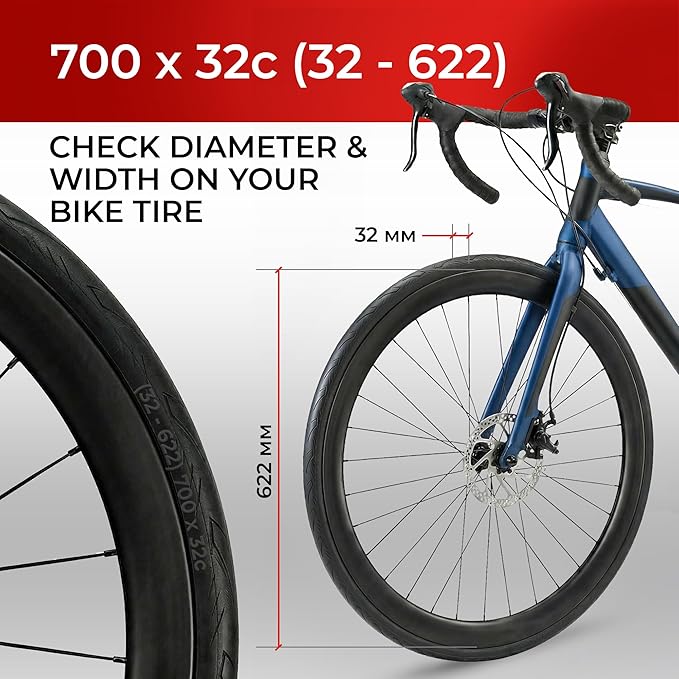 Fincci Laveno 700x32c Bike Tire - Pair Foldable Aramid 700c Durable Tires 32-622 with 1 mm Nylon Puncture Proof - 28 inch Bicycle Tires for Road, Hybrid Bikes - 60 TPI