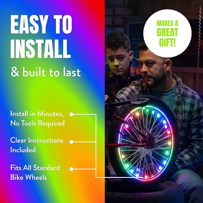Activ Life LED Bike Wheel Lights with Batteries Included! Get 100% Brighter and Visible from All Angles for Ultimate Safety & Style (1 Tire Pack)
