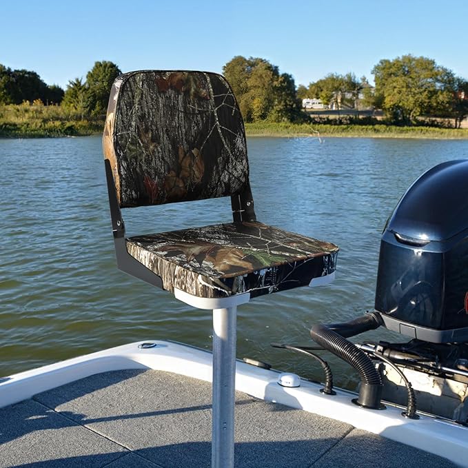 ERGOSEAT Folding Boat Seats Padded Camo Fishing Boat Chair with Backrest Marine Bass Jon Boat Seat
