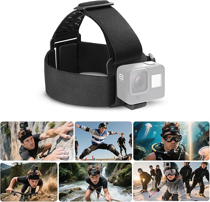 Chest & Head Mount Kit for Action Cameras and Smartphones – Hands-Free POV Recording for GoPro, Insta360, DJI Osmo, AKASO, SJCAM, CAMPARK, Crosstour, APEMAN, WOLFANG, Apexcam, COOAU, Surfola