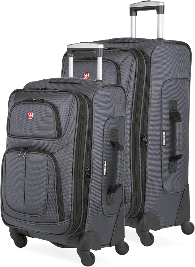 SwissGear Sion ソフトサイド 拡張可能ラゲッジ スピナーホイール付き ダークグレー 2点セット (21/25)