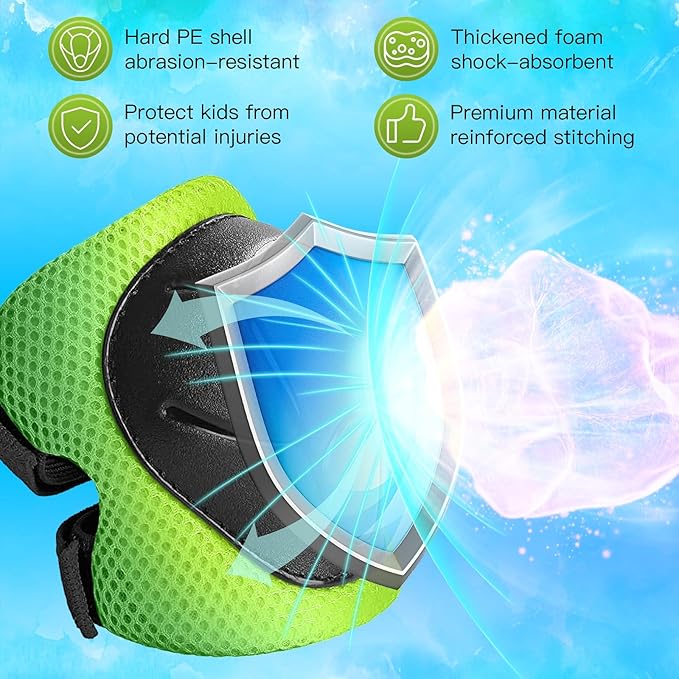 Wemfg Kids Protective Gear Set Knee Pads for Kids 3-14 Years Toddler Knee and Elbow Pads with Wrist Guards 3 in 1 for Skating Cycling Bike Rollerblading Scooter