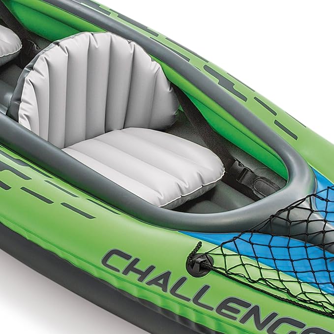 INTEX チャレンジャーインフレータブルカヤックシリーズ：デラックス86インチカヤックパドルと高出力ポンプ付属 – 超強力PVC – 調節可能な背もたれ付きシート – 取り外し可能なスケグ – 貨物収納ネット