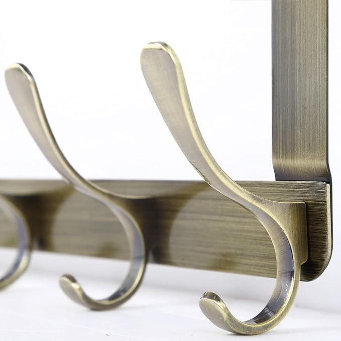 WEBI Over The Door Hook 5 Coat Hooks,Over The Door Towel Rack,Door Hanger Over Door Coat Rack for Hanging Clothes,Towels,Behind Back of Bathroom,Bronze