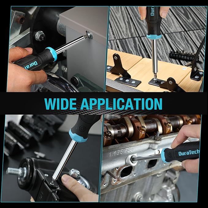 DURATECH ドライバー、多機能スクリュードライバーセット 60個の交換可能なCr-Vビット（マイナス、プラス、トルクス、六角、スクエア）付き、ローリングバレルビットホルダー付きオールインワン精密ドライバー