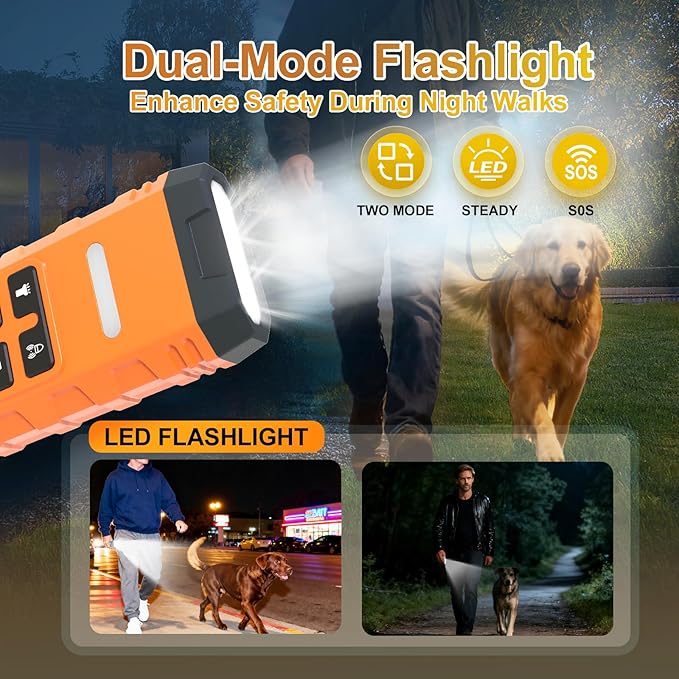 Dog Bark Deterrent Device,Anti Barking Device for Dogs, Ultrasound Dog Bark Deterrent,Best Anti-Barking Device, 4 Modes & LED Light & LCD Screen Portable Indoor & Outdoor(Orange)