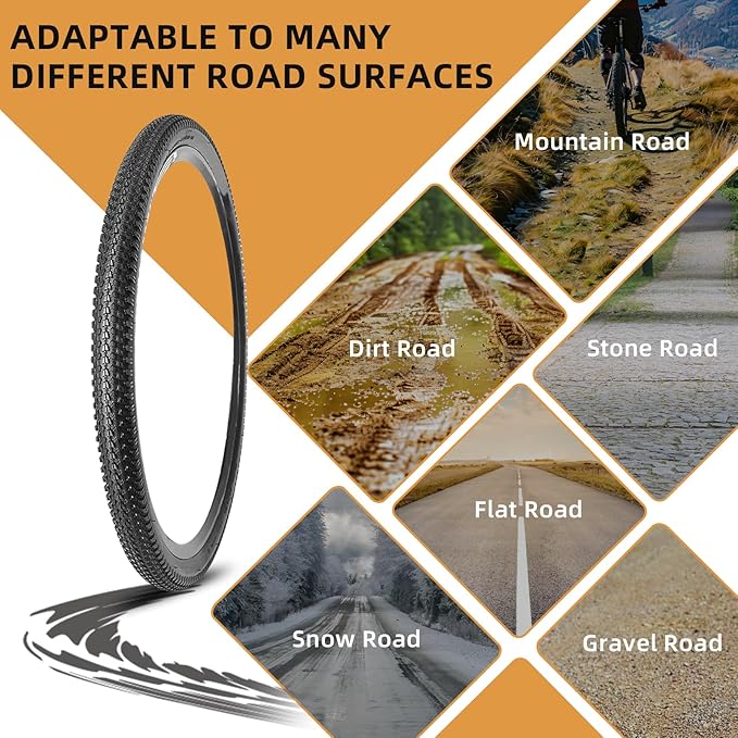 2-Pack Hybrid Bike Tire Kit: 26/27.5/29-inch Lightweight Bicycle Replacement Tires with Inner Tubes and Tire Levers Compatible with MTB,Urban Bike,26 x 1.95/27.5 x 2.1/29 x 2.25