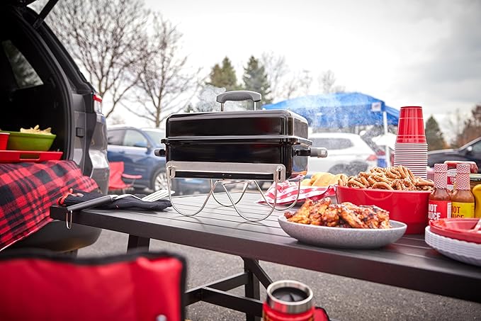 Weber Go‑Anywhere Charcoal Grill – Compact Portable BBQ Grill for Camping, Tailgating & Outdoor Cooking with 2‑Piece Cooking Grate & Precise Airflow Dampers