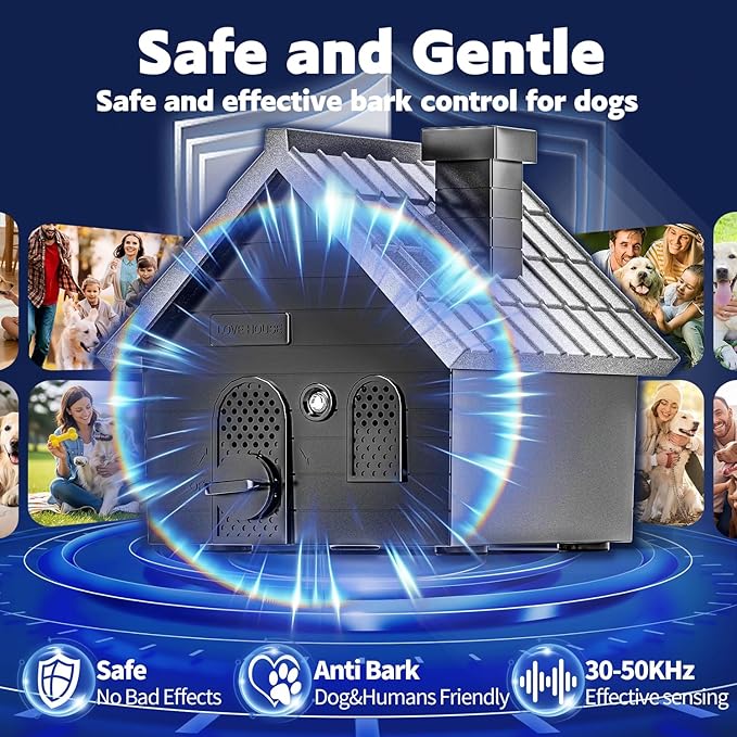 Mimo Style Anti Barking Device for Dogs, Ultrasonic Dog Bark Deterrent Devices, Dog Barking Silencer up to 50 FT, Dog Barking Control Device, Bark Box Indoor Outdoor Use(Black)