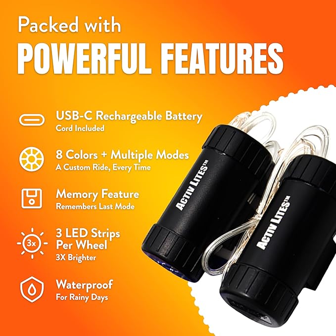 Activ Life LED Bike Wheel Lights with Batteries Included! Get 100% Brighter and Visible from All Angles for Ultimate Safety & Style (1 Tire Pack)