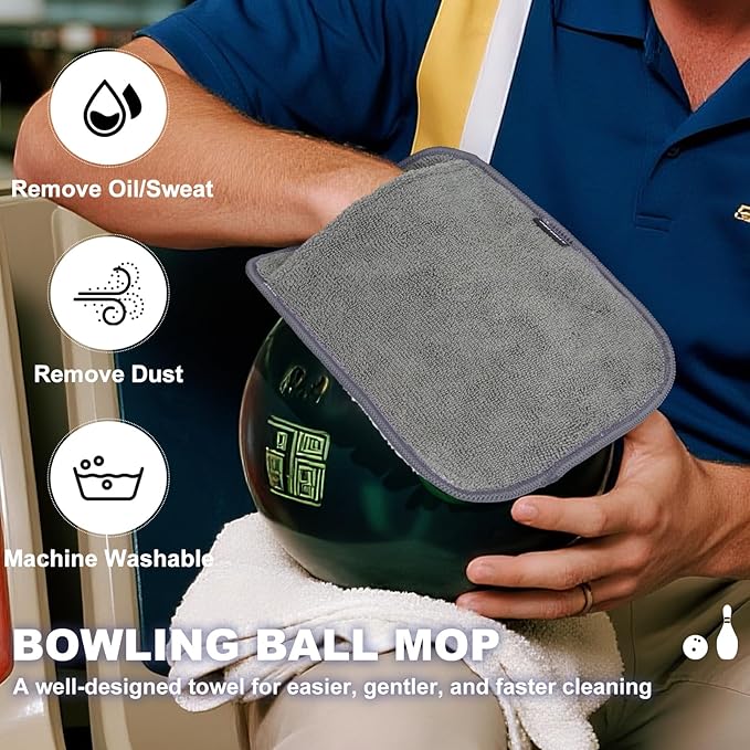 Bowling Towel Shammy Pad, Wearable Bowling Ball Towel Glove, Dual-Sided Microfiber Bowling Rag for Easy, Gentle, Deep Cleaning - Bowling Accessories for Men Women