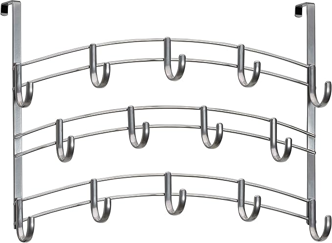 LYNK Professional® Home™ Over The Door Hooks - 14 Hook Over The Door Hanger - Over Door Coat Rack - Hanging Towels or Clothes - Bathroom, Bedroom or Laundry Room - Lifetime Ltd. Warranty – Platinum