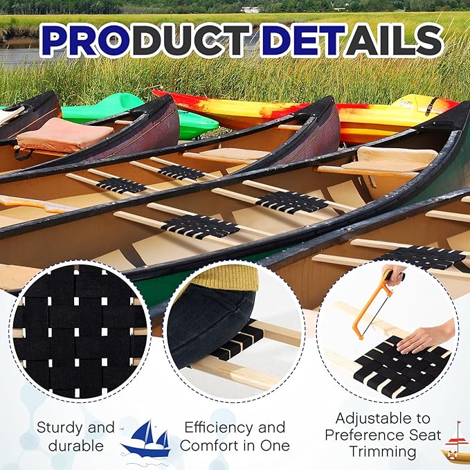 JellyArch 34 Inch Canoe Seats Nylon Webbed Seat Replacement Canoe Hardware
