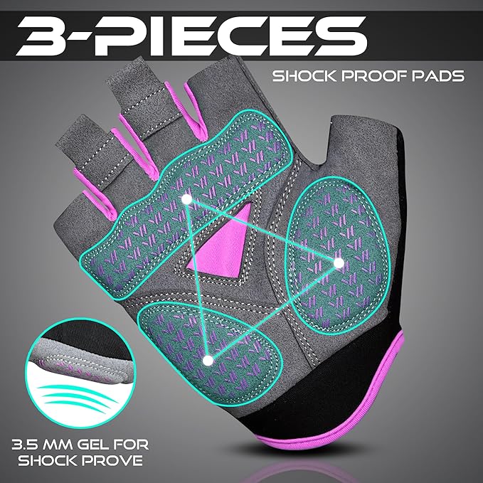WESTWOOD FOX Cycling Gloves for Men Women,Half Finger Unisex Gel Padded Anti-Slip Mountain Bike Gloves, Breathable Shock Absorption Grip Palm Bicycle Summer Riding MTB Bike Gloves