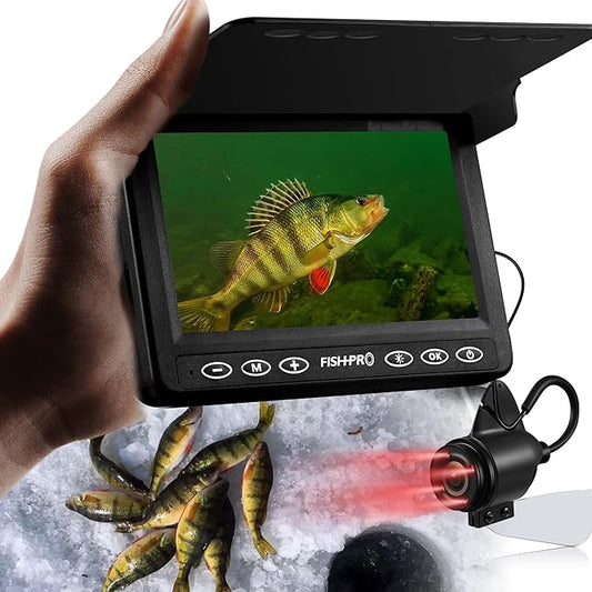 [FishPRO® 2026 アップグレード] 水中釣りカメラのPRO - 4.3インチ アイスフィッシング水中カメラ (学習不要)、1000TVL、男性向けアイスフィッシングギフト、IR/USB-C/5,000mAh/65フィート対応ボートフィッシュ用アイスフィッシュファインダー