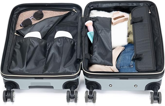 Kenneth Cole REACTION Madison Square Lightweight Hardside Chevron Expandable Spinner Luggage, Slate, 2-Piece Set (20" & 28")