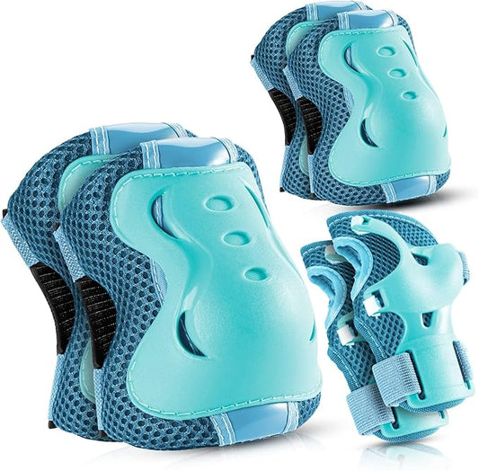 BOSONER Knee Pads for Kids Roller-Skating: Adjustable Protective Gear Set Knee Elbow Pads Wrist Guards for Bike Cycling Skateboarding Scooter Gifts 3-8 / 9-15 Years Boys Girls