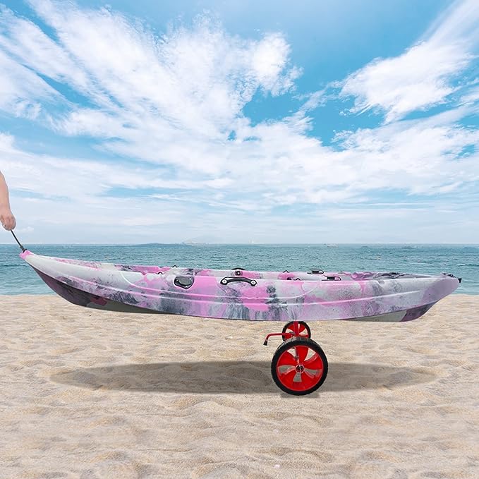 Sit On Top Kayak Cart, Heavy-Duty Plug-in Kayak Cart Dolly with 10 Inch Airless Wheels, Width Adjustable for Carrying Kayaks Canoes with Scupper Holes