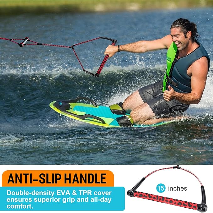 Obcursco 75FT Wakeboard Rope, Water Ski Ropes with EVA Handle for Water Skiing, Wakeboard, Kneeboard