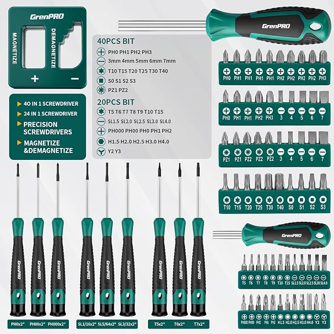 Screwdriver Set Precision 90pcs, S2 Alloy Steel Small Screwdriver Set, Torx Screwdriver Sets with Sturdy Tool Box, Includes Slotted Phillips Torx Tool Kit