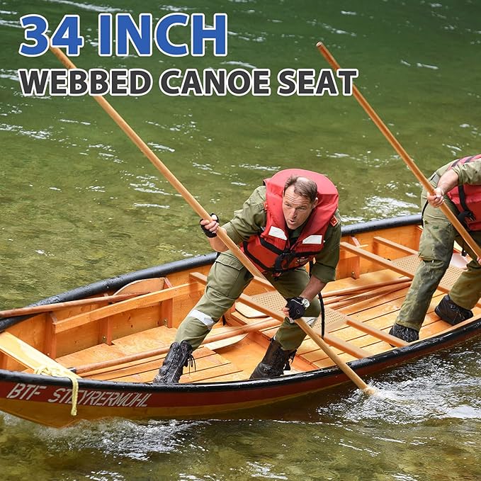 2 Pcs 34 Inch Canoe Webbed Seat Outdoor Caned Seat Replacement Canoe Hardware Accessories Weather-Resistant for Kayaking Boating Fishing Camping