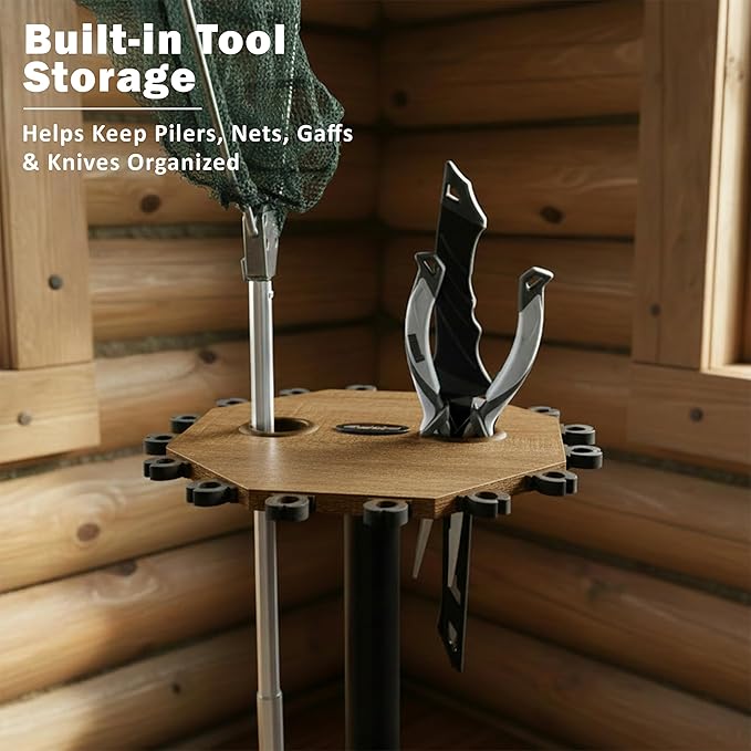 Rush Creek Creations | Rod Holder for 16 Fishing Poles, Garage Organization and Storage, for Reels, Gear, Accessories, Tackle Box