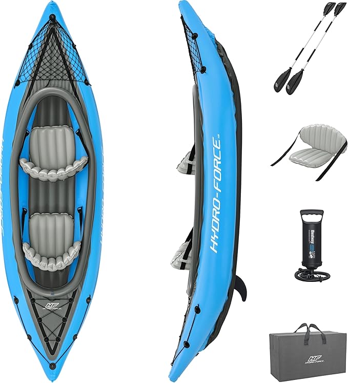 Bestway Hydro Force インフレータブルカヤックセット | シート、パドル、ハンドポンプ、収納キャリーバッグ付属 | 大人、子供、家族に最適