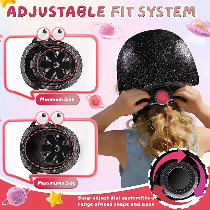 Kids Bike Helmet Set for Boys Girls Toddler Bicycle Helmet Adjustable Skateboard Helmet Protective Gear Set Knee Elbow Wrist Pads for Children Cycling, Scooter, Outdoor Sports