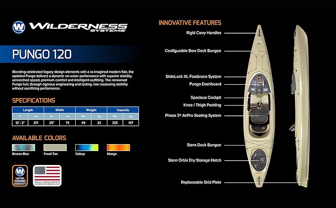 Wilderness Systems Pungo 120 レクリエーションカヤック - シットイン - Phase 3 Air Pro コンフォートシート - 3.72m