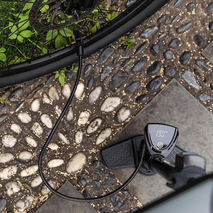 CXWXC Bike Floor Pump with Digital Gauge – 140 PSI Bicycle Tire Pump fits Presta & Schrader Valve – Portable Bike Air Pump with Large Display for Easy to Read