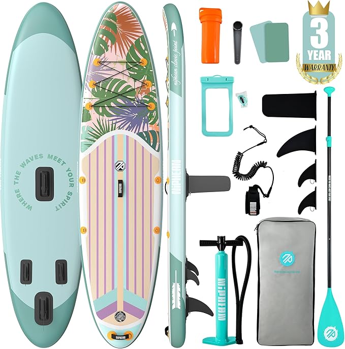 Niphean Inflatable Stand Up Paddle Board with SUP Accessories, Anti-Slip EVA Deck, 10’6’’ Inflatable Paddle Boards for Adults & Youth of All Skill Levels