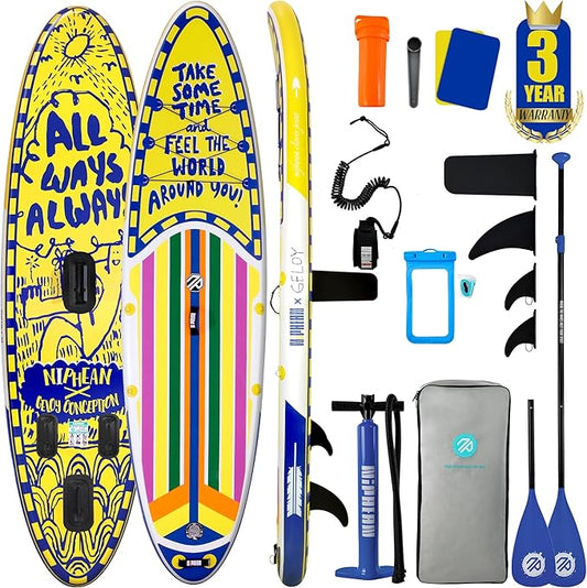Niphean Inflatable Stand Up Paddle Board with SUP Accessories, Anti-Slip EVA Deck, 10’6’’ Inflatable Paddle Boards for Adults & Youth of All Skill Levels