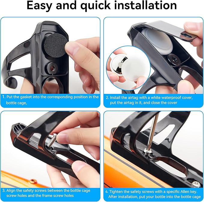for Airtag Bike Water Bottle Holder, Waterproof for AirTag Mount Hidden GPS Tracker Anti-Theft, Bicycle Bottle Cages with Safety Screw Tool, Universal Drink Cup Holder for Road MTB Bikes