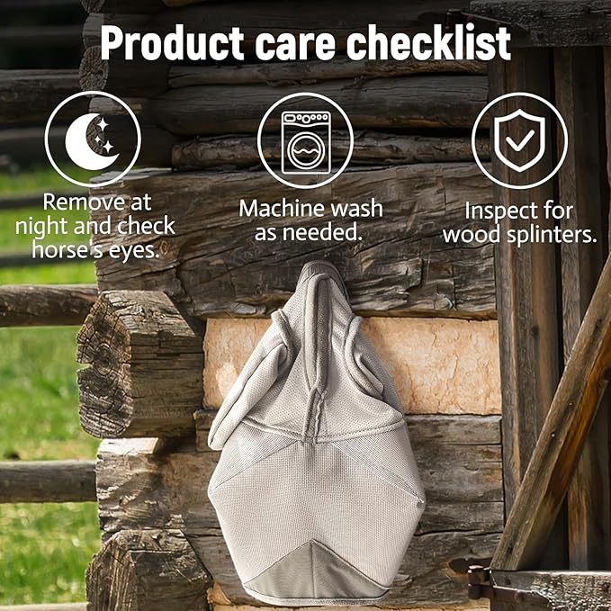 Raelitego Horse Fly Mask, Adjustable Fly Masks for Horses with Ears, UV Protection from Insect Pests Comfort Mesh Without Nose Average Size Horses Accessories(Medium)