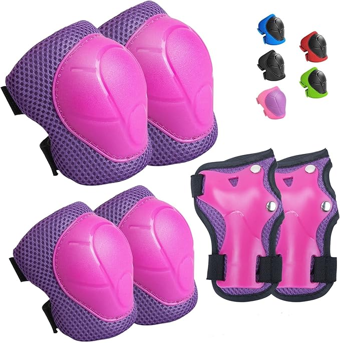 Wemfg Kids Protective Gear Set Knee Pads for Kids 3-14 Years Toddler Knee and Elbow Pads with Wrist Guards 3 in 1 for Skating Cycling Bike Rollerblading Scooter