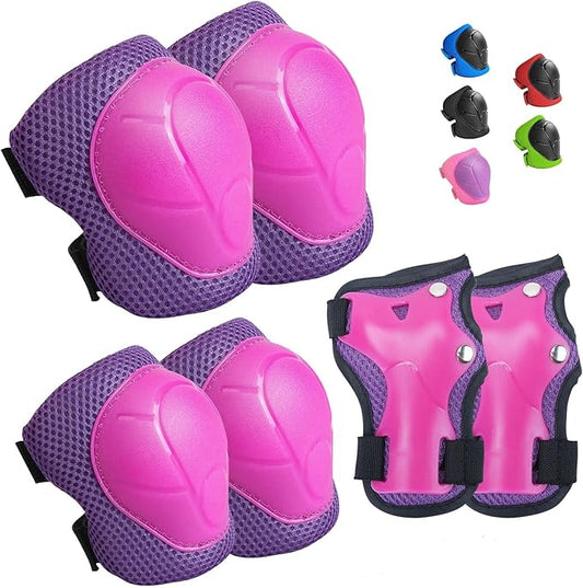 Wemfg Kids Protective Gear Set Knee Pads for Kids 3-14 Years Toddler Knee and Elbow Pads with Wrist Guards 3 in 1 for Skating Cycling Bike Rollerblading Scooter