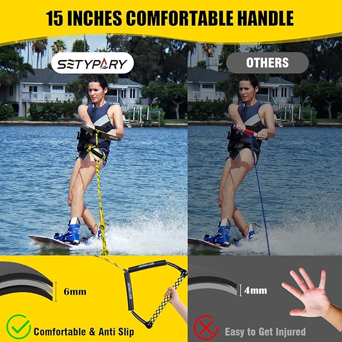 75FT Wakeboard Rope and Handle, Floating Water Ski Rope for Watersports, 4 Sections Ski Ropes for Water Skiing, Kneeboarding, Wakeboarding
