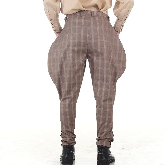 ThePirateDressing Steampunk Victorian Cosplay Costume Mens Archibald Jodhpur Pants Trousers